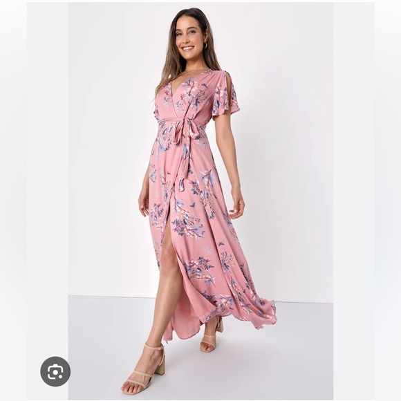 Fiorire Tose Floral print wrap Maxi Dress Sz L - Picture 2 of 8